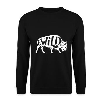 Wild Büffel Natur Bushcraft - Unisex Pullover - Schwarz - Vorne - Alina (178cm) & Michal (187cm)