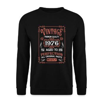 Born in 1976 - Unisex Sweatshirt - black - Front - Alina (178cm) & Michal (187cm)