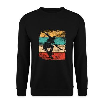 Skateboard patineur vintage - Sweat-shirt Unisexe - noir - Devant - Alina (178cm) & Michal (187cm)