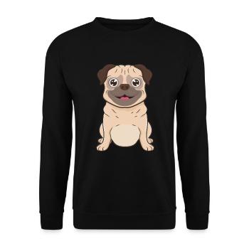 Mops Hund - Unisex Pullover - Schwarz - Vorne - Alina (178cm) & Michal (187cm)