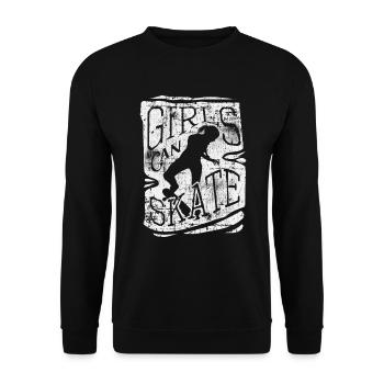 Skater Girl Skateboard Mädchen - Unisex Pullover - Schwarz - Vorne - Alina (178cm) & Michal (187cm)