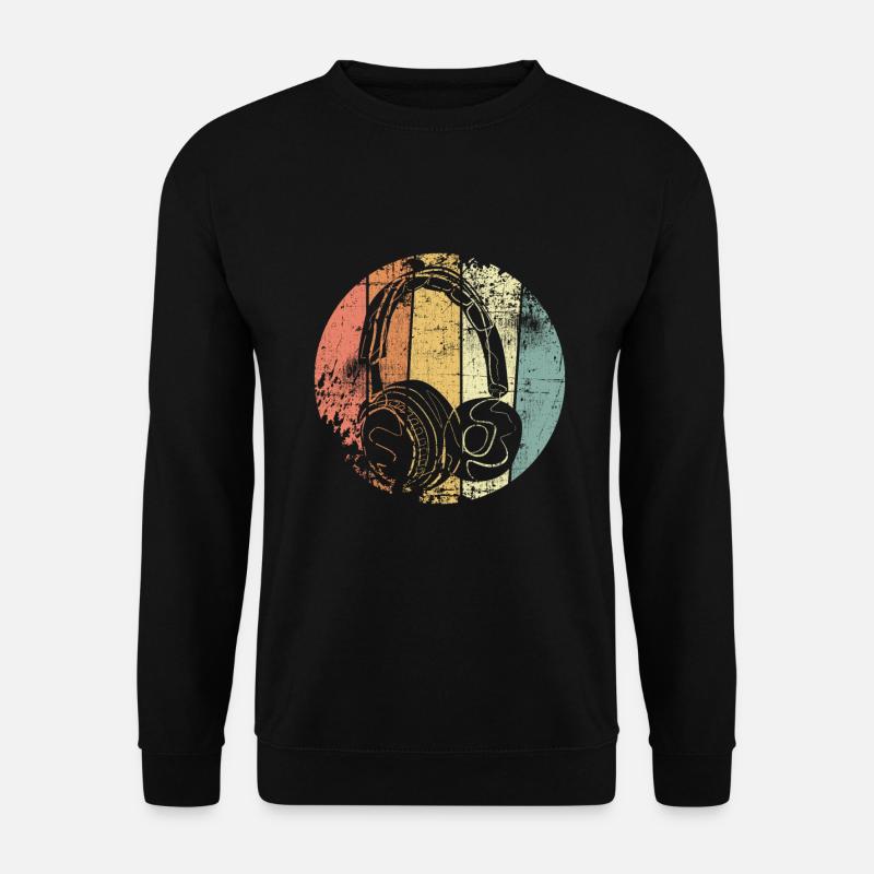 Kopfhörer vintage Musik - Unisex Pullover - Schwarz