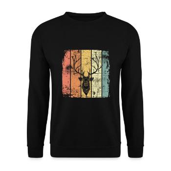 Hirsch vintage - Unisex Pullover - Schwarz - Vorne - Alina (178cm) & Michal (187cm)