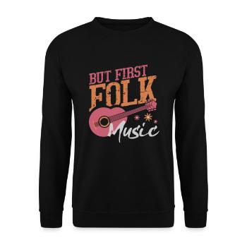 Folk music western guitar - Unisex Sweatshirt - black - Front - Alina (178cm) & Michal (187cm)