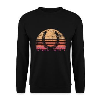 Cheval cavalier fer à cheval vintage - Sweat-shirt Unisexe - noir - Devant - Alina (178cm) & Michal (187cm)