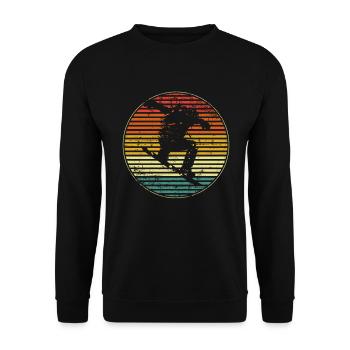 Snowboardeur vintage de snowboard - Sweat-shirt Unisexe - noir - Devant - Alina (178cm) & Michal (187cm)