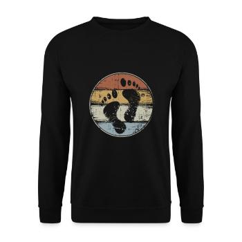 Pieds nus empreinte pieds vintage - Sweat-shirt Unisexe - noir - Devant - Alina (178cm) & Michal (187cm)