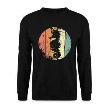 Seepferdchen retro - Unisex Pullover - Schwarz - Vorne - Alina (178cm) & Michal (187cm)