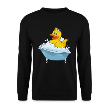 Bathing duck in a bathtub - Unisex Sweatshirt - black - Front - Alina (178cm) & Michal (187cm)