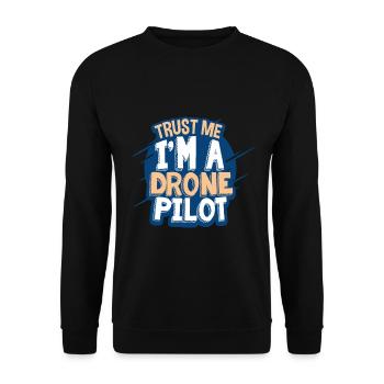 Drohne Pilot - Unisex Pullover - Schwarz - Vorne - Alina (178cm) & Michal (187cm)