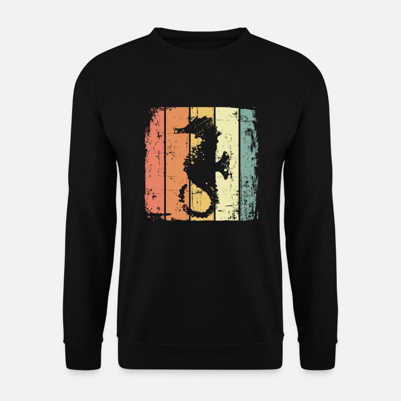 Seepferdchen retro Tauchen Schwimmen - Unisex Pullover - Schwarz