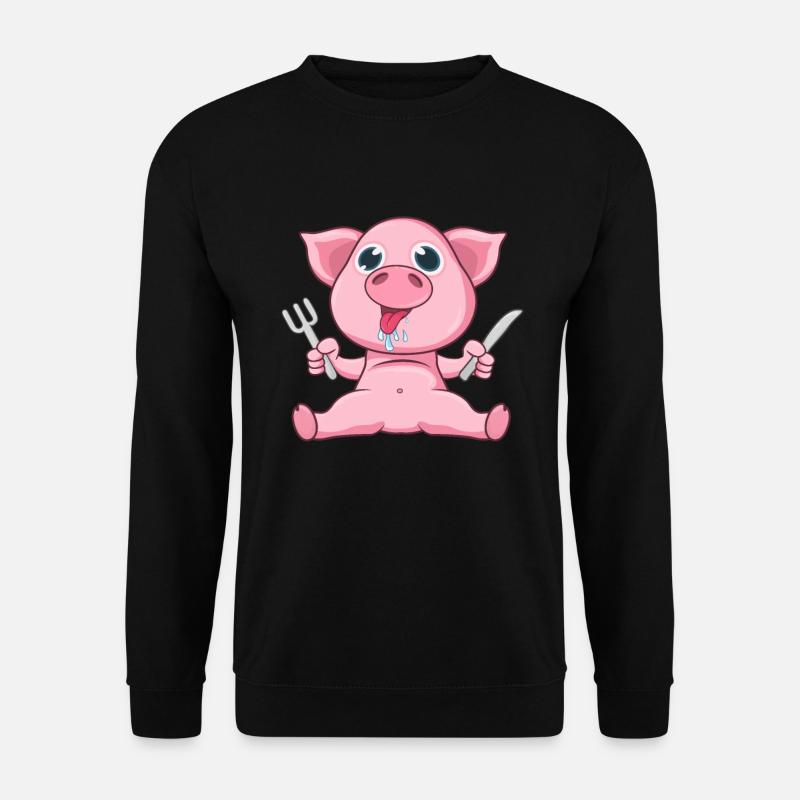 Schwein Essen - Unisex Pullover - Schwarz