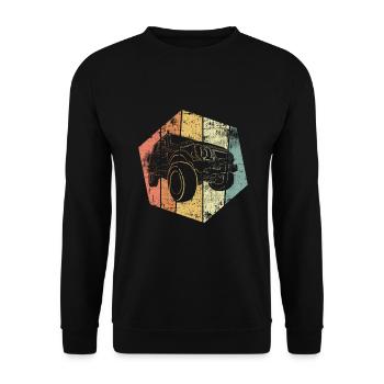 Offroad Geländewagen Allrad Auto vintage - Unisex Pullover - Schwarz - Vorne - Alina (178cm) & Michal (187cm)