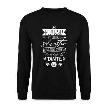 Beste Tante und Schwester - Unisex Pullover - Schwarz - Vorne - Alina (178cm) & Michal (187cm)