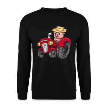 Tractor pig farmer - Unisex Sweatshirt - black - Front - Alina (178cm) & Michal (187cm)