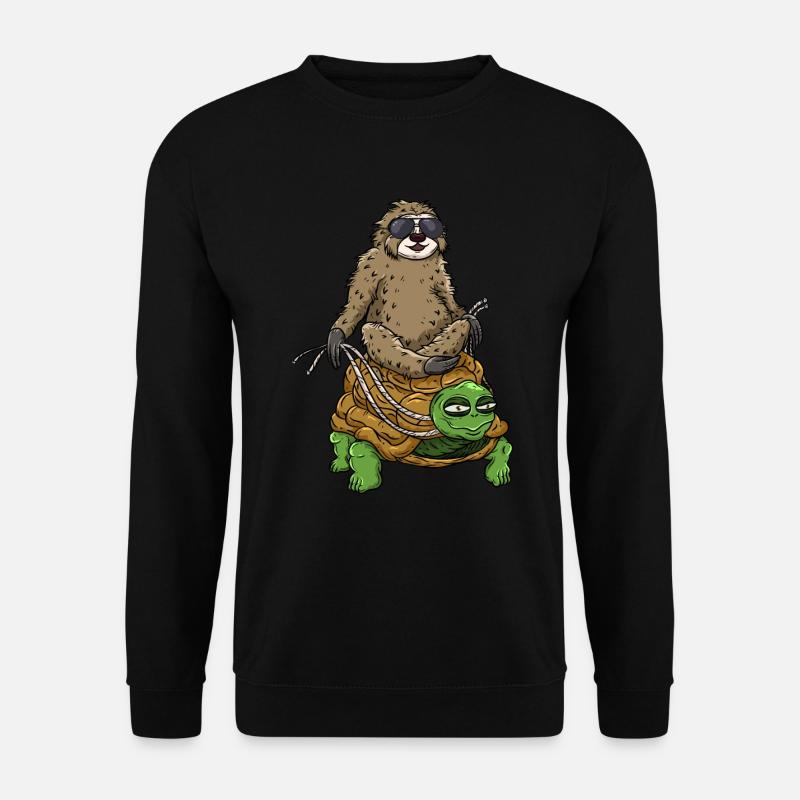 Sloth on turtle - Unisex Sweatshirt - black