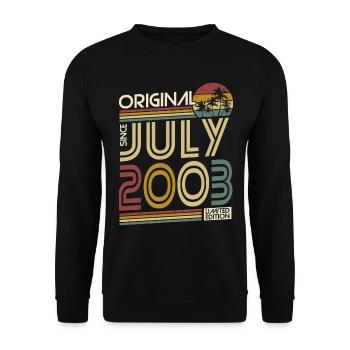 Juli 2003 Geburtstag Jahrgang 2003 geboren - Unisex Pullover - Schwarz - Vorne - Alina (178cm) & Michal (187cm)