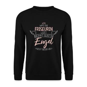 Friseurin - Unisex Pullover - Schwarz - Vorne - Alina (178cm) & Michal (187cm)