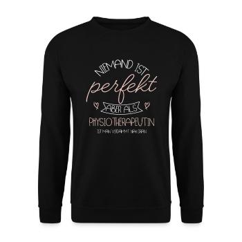 Physiotherapeutin - Unisex Pullover - Schwarz - Vorne - Alina (178cm) & Michal (187cm)