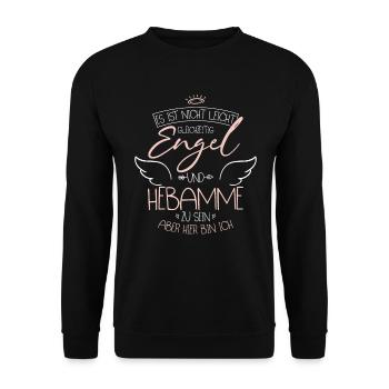 Hebamme - Unisex Pullover - Schwarz - Vorne - Alina (178cm) & Michal (187cm)