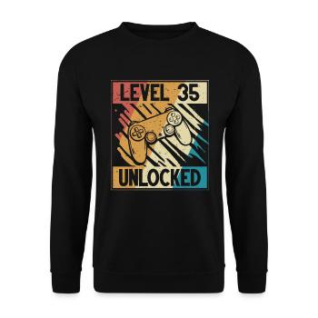 35. Geburtstag Gamer 35 Jahre - Unisex Pullover - Schwarz - Vorne - Alina (178cm) & Michal (187cm)