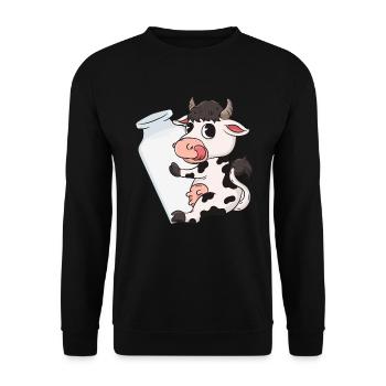 Kuh Milch - Unisex Pullover - Schwarz - Vorne - Alina (178cm) & Michal (187cm)