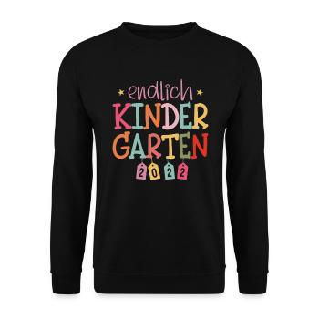 Endlich Kindergarten 2022 Mädchen - Unisex Pullover - Schwarz - Vorne - Alina (178cm) & Michal (187cm)
