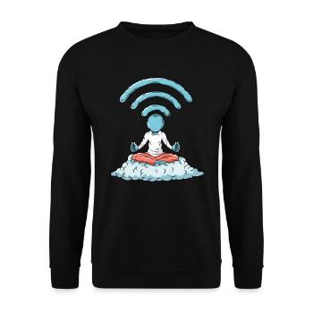 Nerd WiFi Computer - Unisex Sweatshirt - black - Front - Alina (178cm) & Michal (187cm)