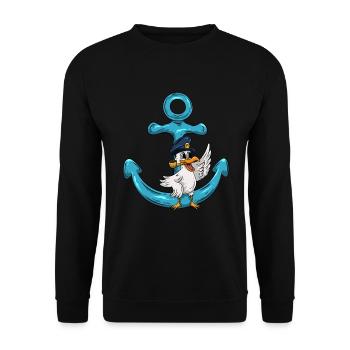 Captain Seagull Anchor - Unisex Sweatshirt - black - Front - Alina (178cm) & Michal (187cm)