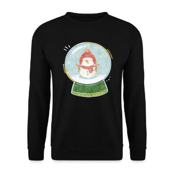 Schneemann in einer Schneekugel - Wintermotiv - Unisex Pullover - Schwarz - Vorne - Alina (178cm) & Michal (187cm)