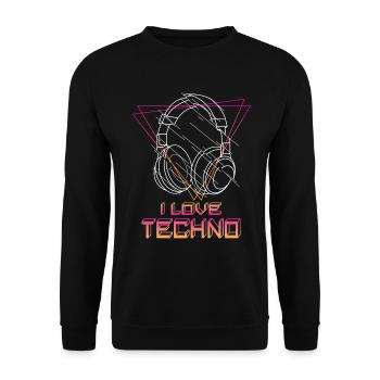 I Love Techno - Unisex Sweatshirt - black - Front - Alina (178cm) & Michal (187cm)