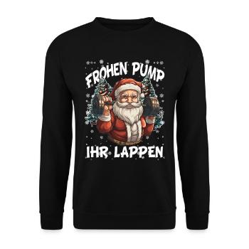 Bodybuilding Santa Claus Power Lifting Bodybuilder - Unisex Pullover - Schwarz - Vorne - Alina (178cm) & Michal (187cm)
