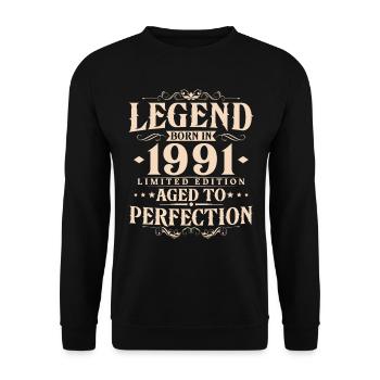 Legend 1991 Vintage Born Vintage Birthday - Unisex Sweatshirt - black - Front - Alina (178cm) & Michal (187cm)
