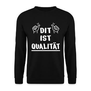 Dit Ist Qualität Daumen Hoch Berliner Humor Design - Unisex Pullover - Schwarz - Vorne - Alina (178cm) & Michal (187cm)