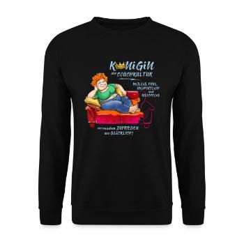 Queen of couch culture - Unisex Sweatshirt - black - Front - Alina (178cm) & Michal (187cm)