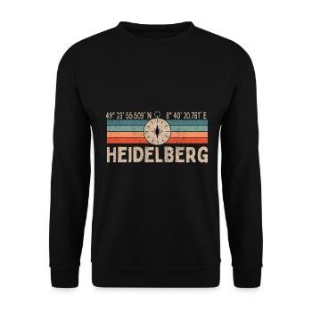 Vintage Heidelberg Kompass Retro Heimatstadt - Unisex Pullover - Schwarz - Vorne - Alina (178cm) & Michal (187cm)