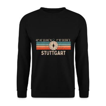 Vintage Stuttgart Kompass Retro Heimatstadt - Unisex Pullover - Schwarz - Vorne - Alina (178cm) & Michal (187cm)