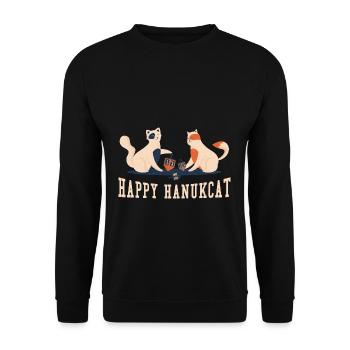 Chats Juifs de Noël Juif Happy Cat Hanoukka - Sweat-shirt Unisexe - noir - Devant - Alina (178cm) & Michal (187cm)
