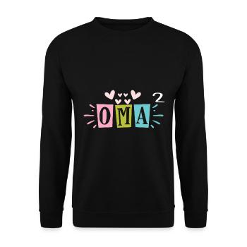 Oma hoch Zwei - Unisex Pullover - Schwarz - Vorne - Alina (178cm) & Michal (187cm)