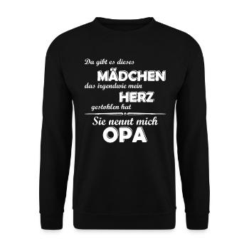 Ich liebe meine Enkelin - Opa - Unisex Pullover - Schwarz - Vorne - Alina (178cm) & Michal (187cm)