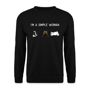 Je suis une femme simple - muscles moto de vin mousseux - Sweat-shirt Unisexe - noir - Devant - Alina (178cm) & Michal (187cm)