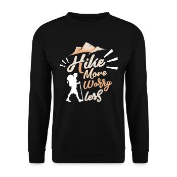Randonnée plus - s'inquiéter moins - Sweat-shirt Unisexe - noir - Devant - Alina (178cm) & Michal (187cm)