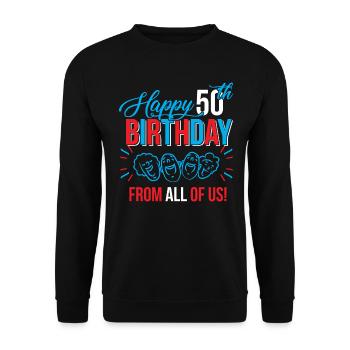 50. Geburtstag 50 Jahre alt Geburtstag Geschenk - Unisex Pullover - Schwarz - Vorne - Alina (178cm) & Michal (187cm)
