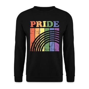 Vintage Schwul Lesbisch Regenbogen LGBT - Unisex Pullover - Schwarz - Vorne - Alina (178cm) & Michal (187cm)