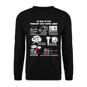 Pâtisserie passion. Cadeau métier pâtissier - Sweat-shirt Unisexe - noir - Devant - Alina (178cm) & Michal (187cm)