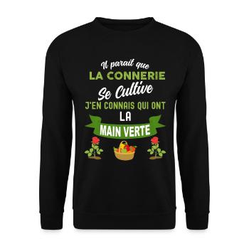 Cultiver la connerie idée cadeau humoristique - Sweat-shirt Unisexe - noir - Devant - Alina (178cm) & Michal (187cm)