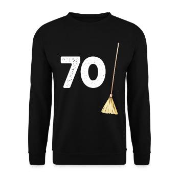 70 Jahre Jubiläum Humor Mann und Frau - Unisex Pullover - Schwarz - Vorne - Alina (178cm) & Michal (187cm)