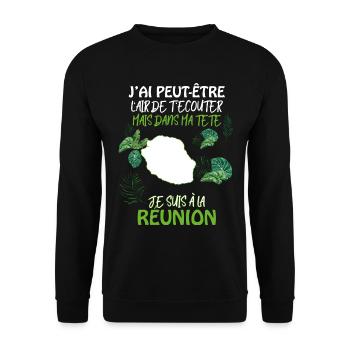 Message La Réunion Humour Patrie - Sweat-shirt Unisexe - noir - Devant - Alina (178cm) & Michal (187cm)