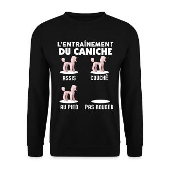 L'entrainement Du Caniche Humour Chien De Race - Sweat-shirt Unisexe - noir - Devant - Alina (178cm) & Michal (187cm)