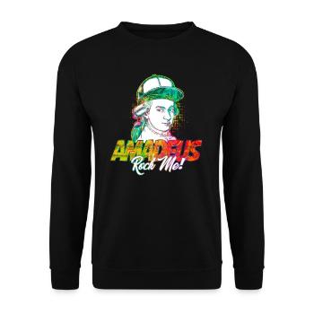 Amadeus Rock Me | Wolfgang Amadeus Mozart Classique - Sweat-shirt Unisexe - noir - Devant - Alina (178cm) & Michal (187cm)